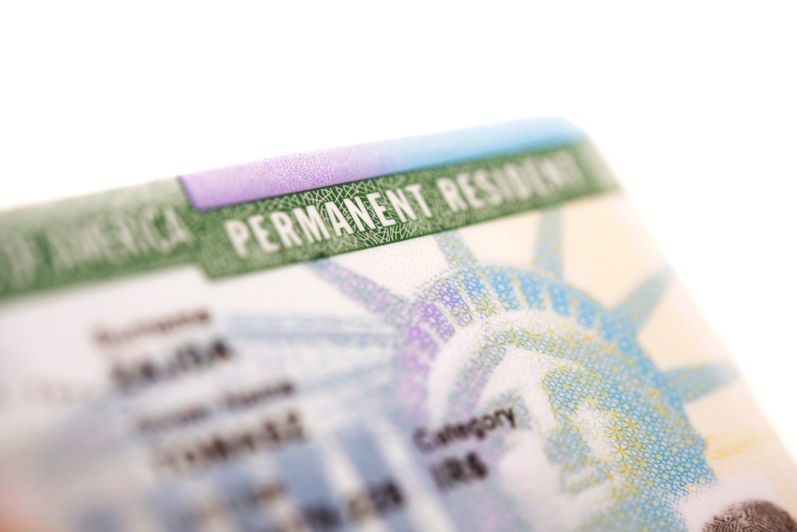 American Green Card - United States Permanent Residency Card Closeup.